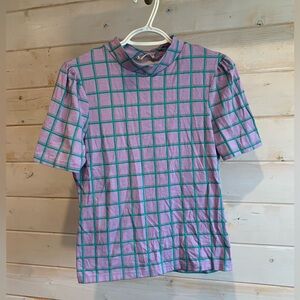 Kettlewell | Purple & Blue Geometric Mock Neck Top